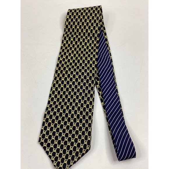 Versace Other - Gianni Versace‎ Navy & Bright Yellow 100% Silk Necktie w/ COA - Made In Italy